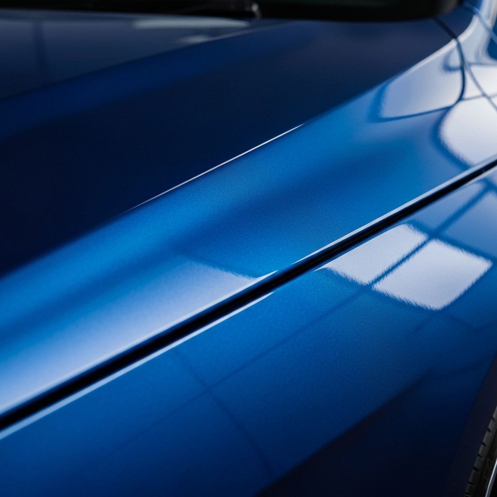 Close-up of polish being worked into car paint